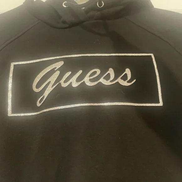 Guess Women's Black Cropped Hoodie - Picture 2 of 5